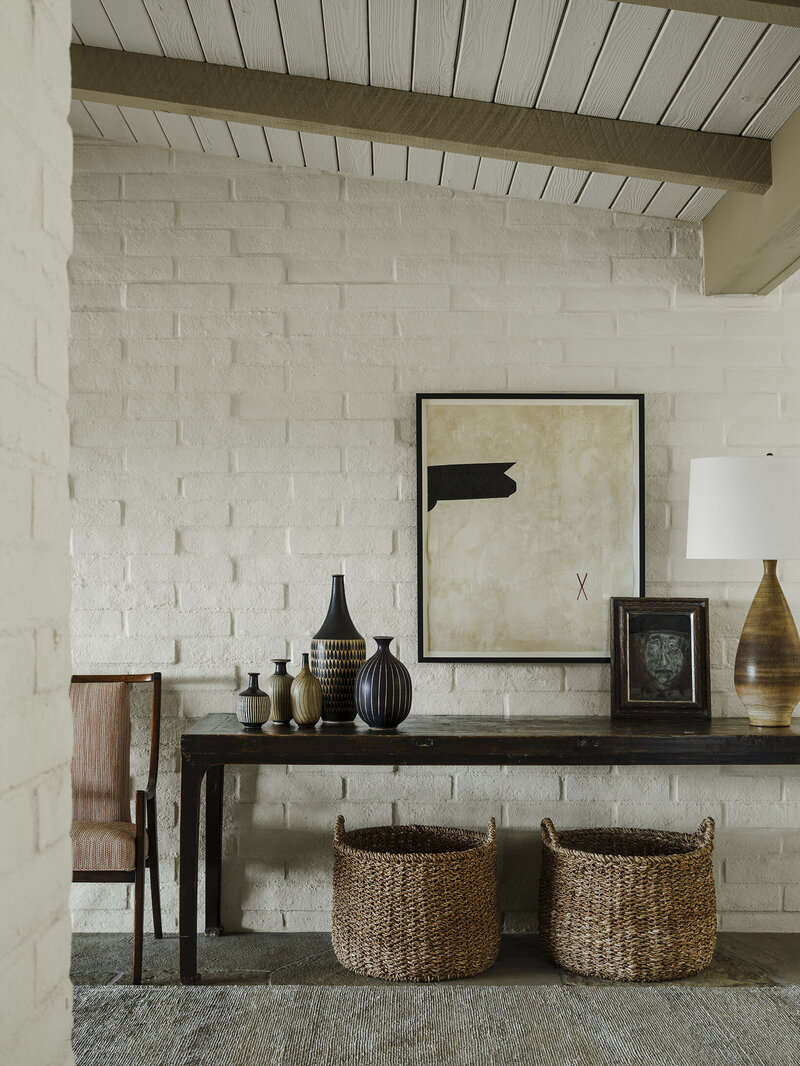 Detail shot of corner eave and concrete wall