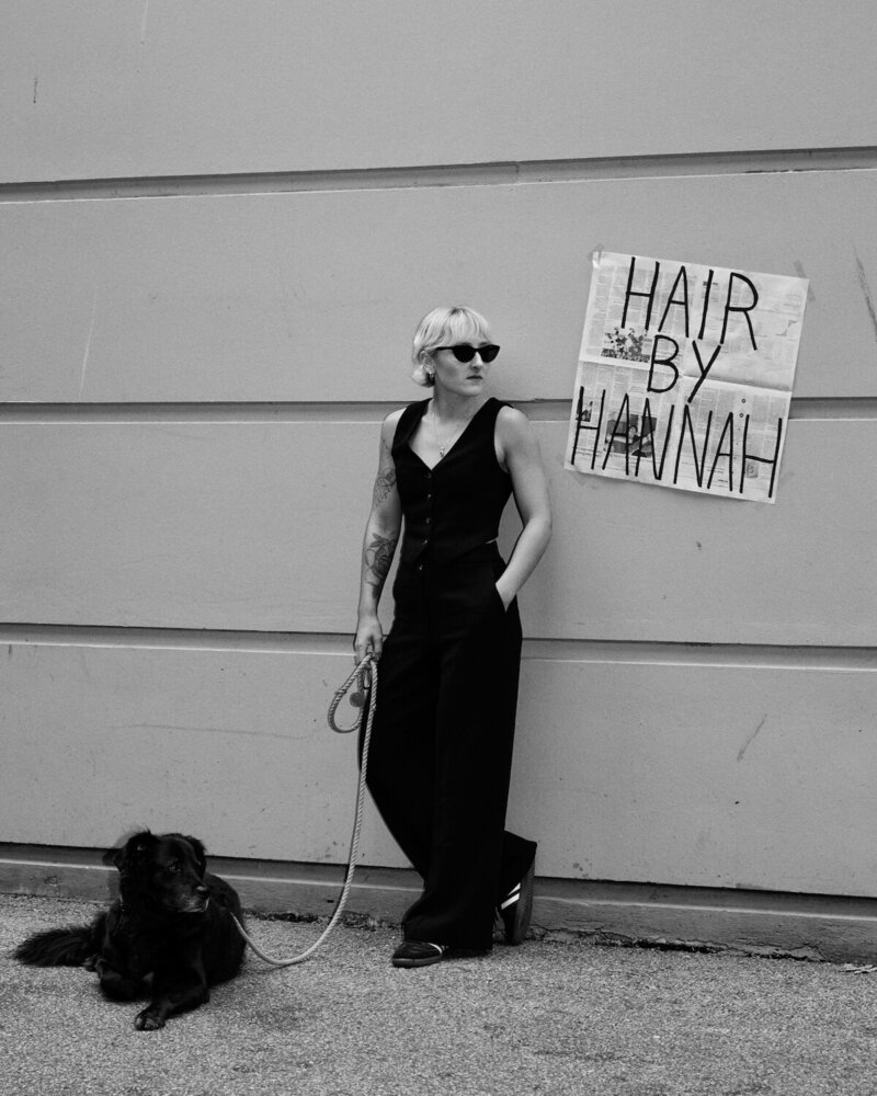 Hannah Hewitt and her dog going to the salon.