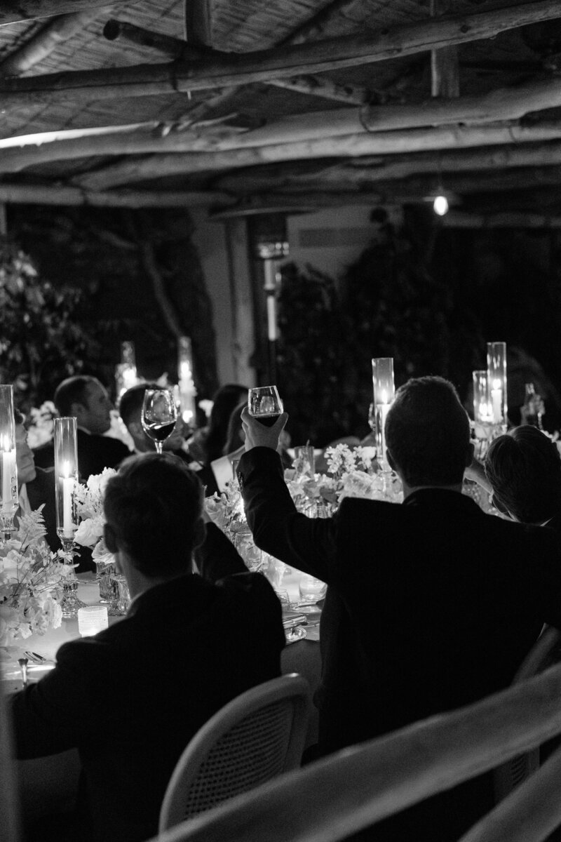 Couple sharing a romantic first dance under string lights at Hotel Domestique wedding venue near Greenville, SC