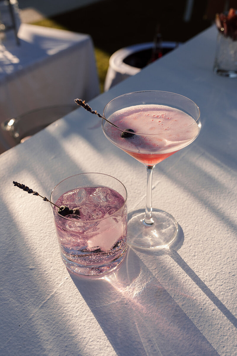 Signature purple cocktails at 30A luxury wedding