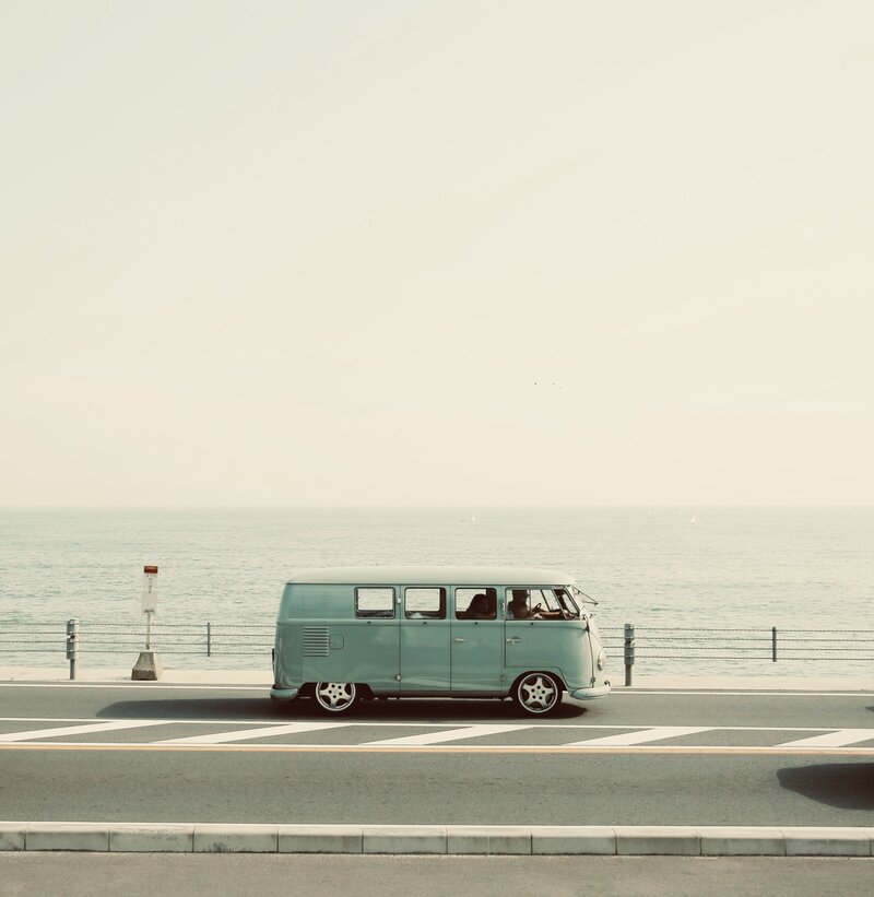 old school teal vw van