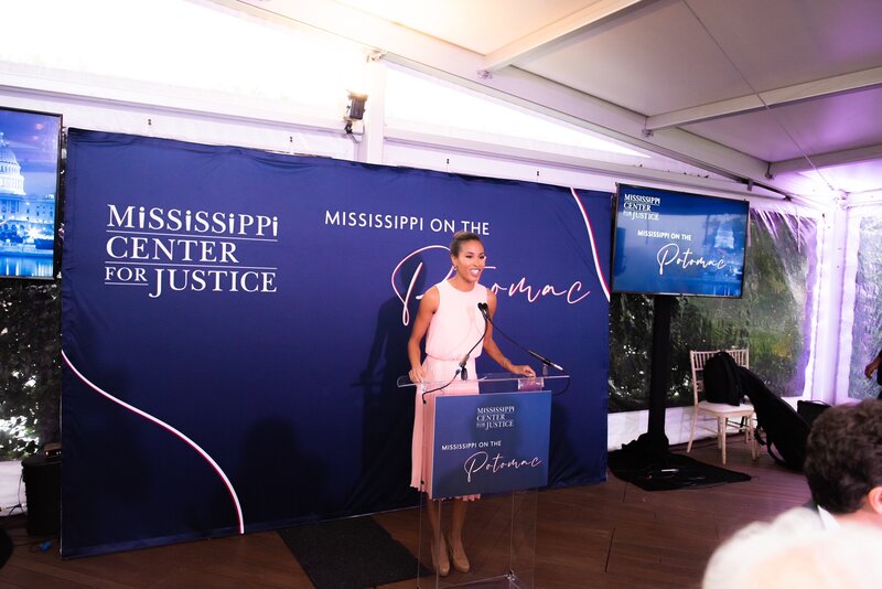 Adrianna Hopkins serves as emcee for the Mississippi Center for Justice "Mississippi on the Potomac" fundraiser and awards