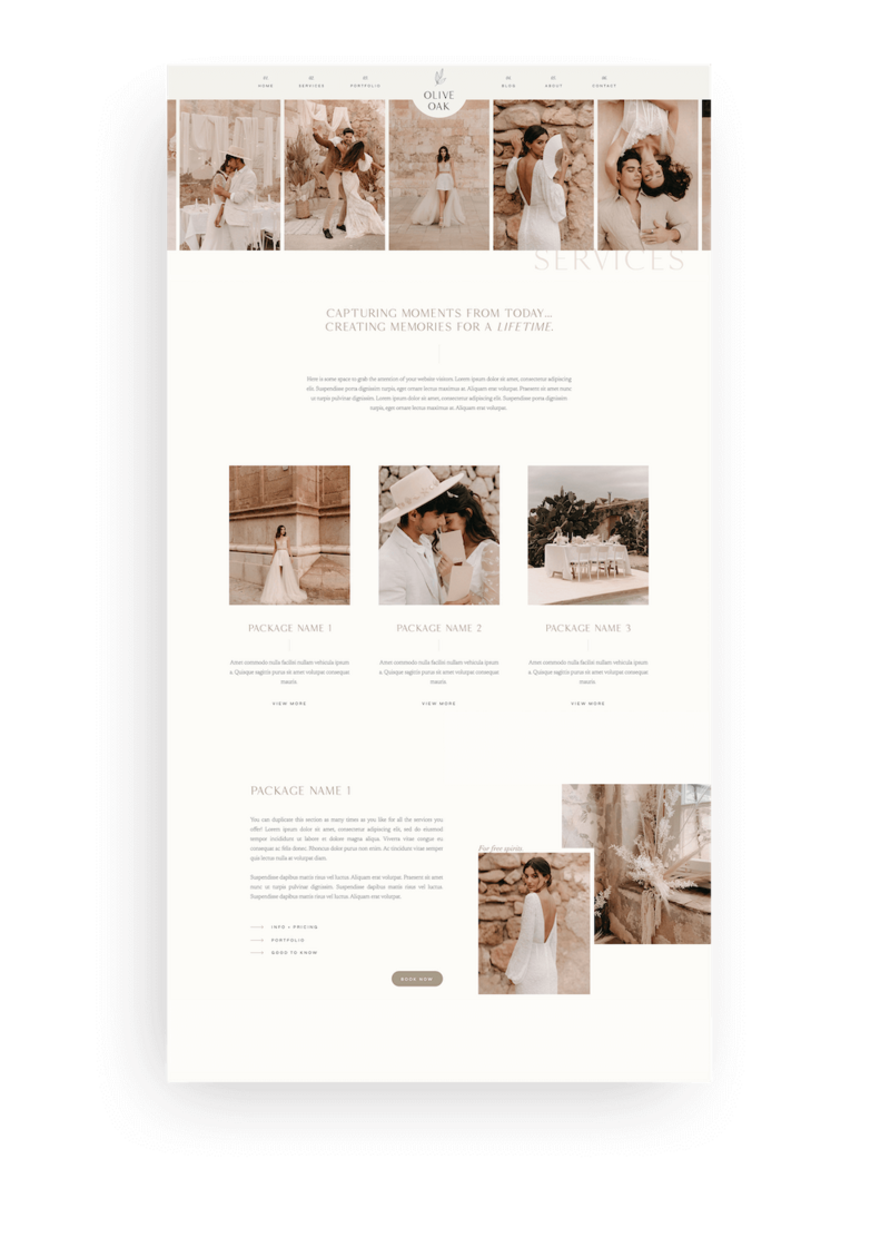 Elegant Showit template for photographer