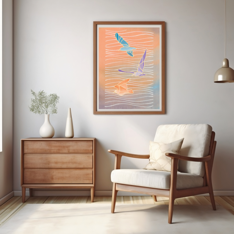 Emele Sea Birds Pastel Painting