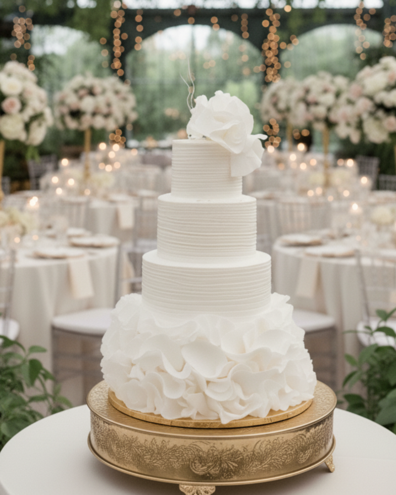 4 Tier Ruffled Wedding Cake