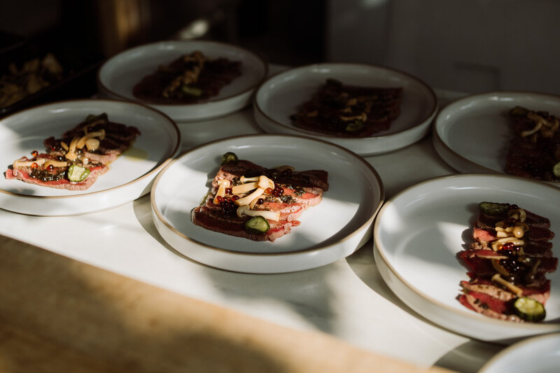 detail van bruiloft diner gerecht 