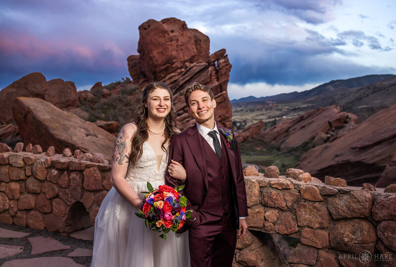 Beautiful Sunset Wedding Photo at Red Rocks Trading Post