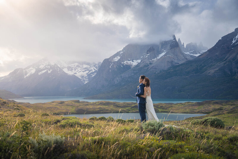 Elopement in Patagonia - Torres Del Paine in Chile with beautiful mountains in the background.