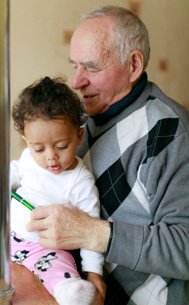 A grandfather with his grandchild