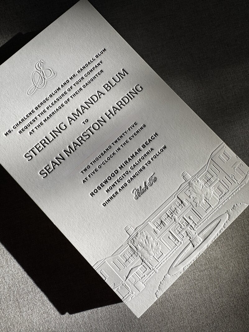 Sculpted Embossed Wedding invitations 