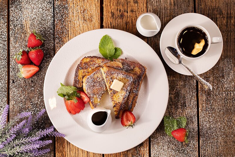 A styled photo of french toast for a local restaurant in Lynchburg, Virginia.