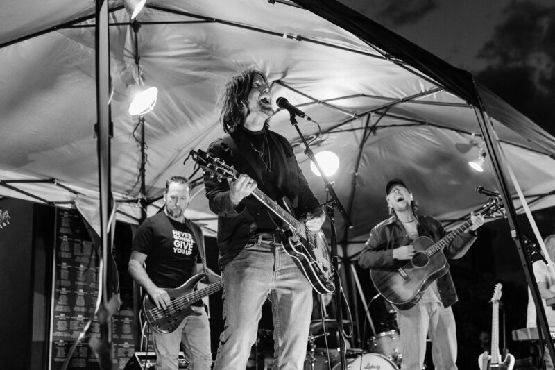 Singing at a concert
