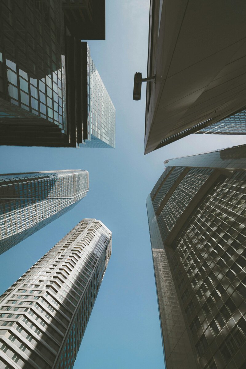 Skyscrapers in Frankfurt from below