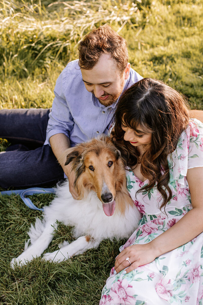 Couples engagement with their dog