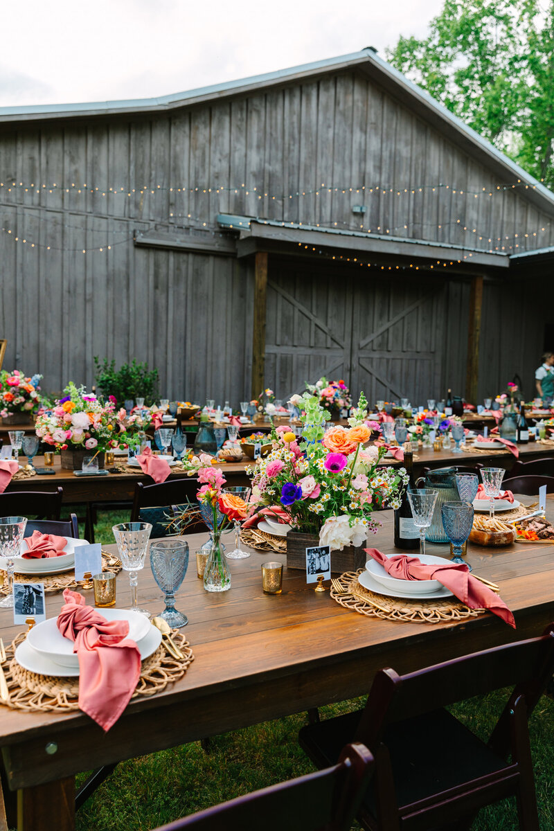 Outdoor farm to table wedding reception in North Georgia