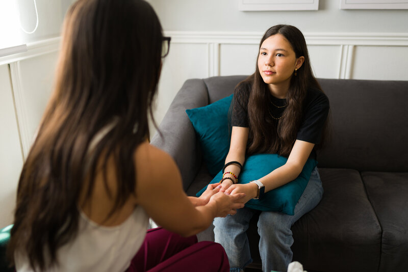 Young teen communicates with provider at The Practice, which offers supportive teen counseling in Chandler, Tucson, Gilbert, and Tempe. 