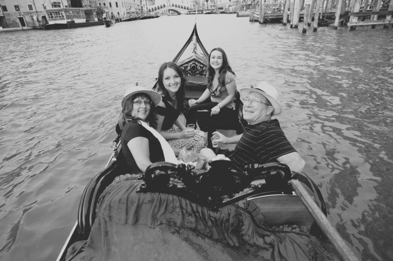 Jennifer in boat with family