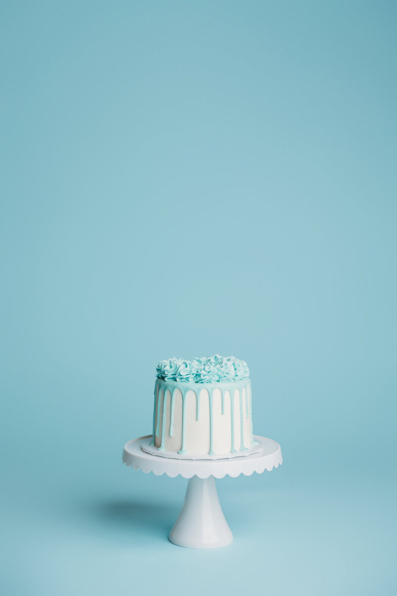 blue cake on blue background phoenix cake smash photography