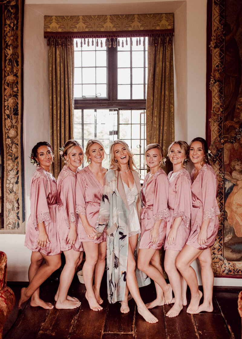 Bride with bridal party in robes