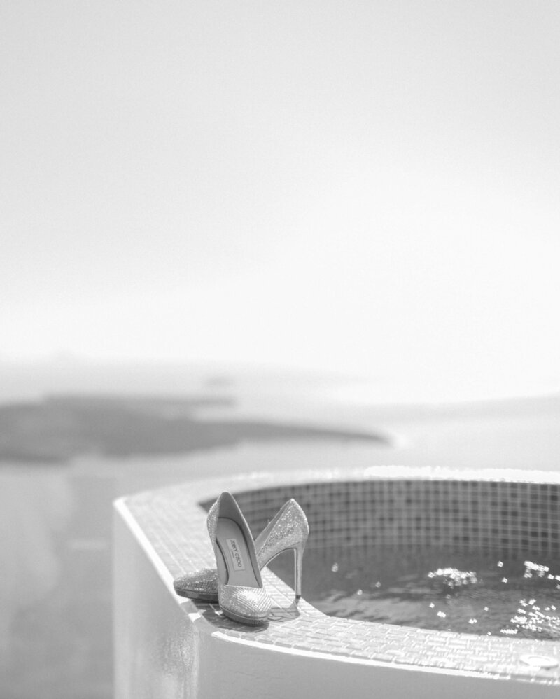modern Minimalist for intimate wedding in santorini Greece jimmy choo