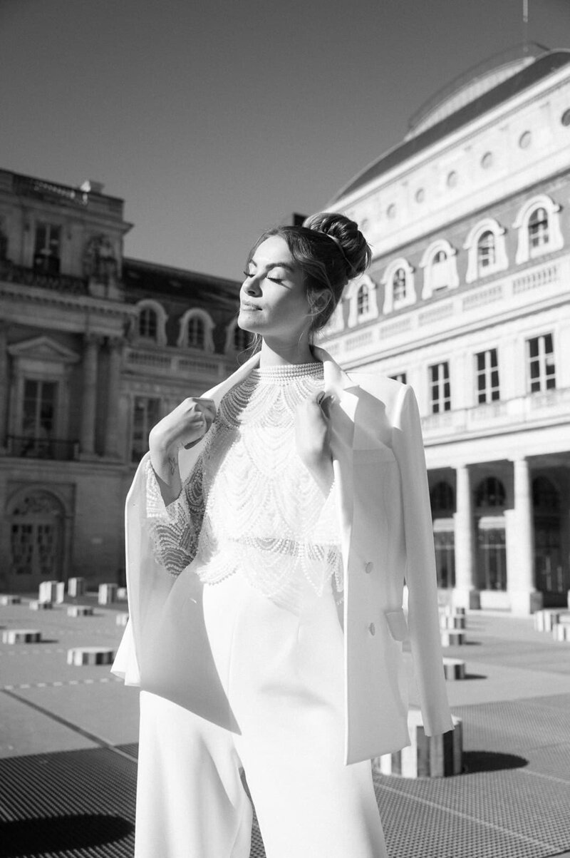 editorial wedding and elopement photographer in Paris palais royal documentary style