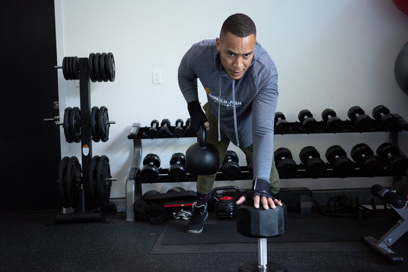 man with kettlebell