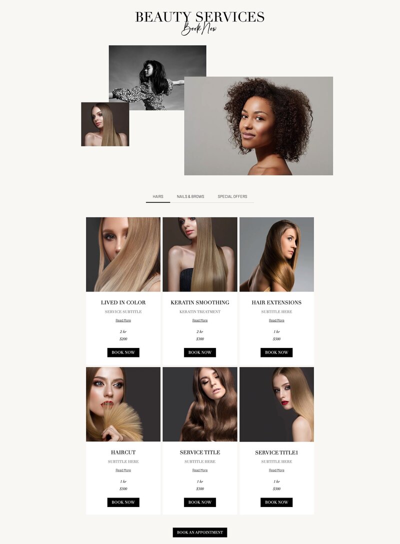 Choose a Beauty & Hair website template to start creating your stunning websi