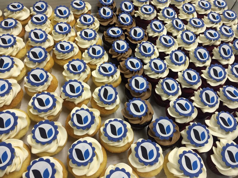 Whippt corporate mini cupcakes with edible logo