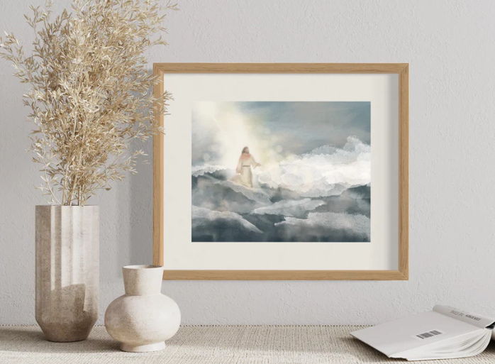 Christ on water frame mockup