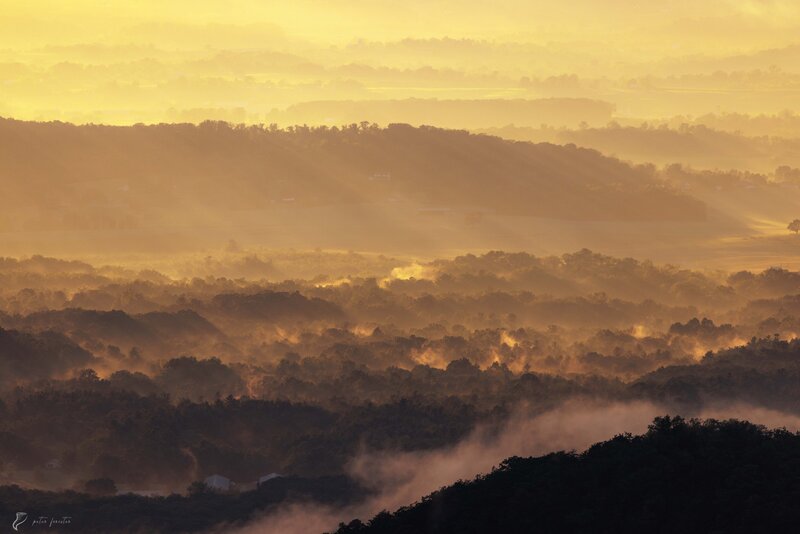Beams of light over the Shenandoah Valley
