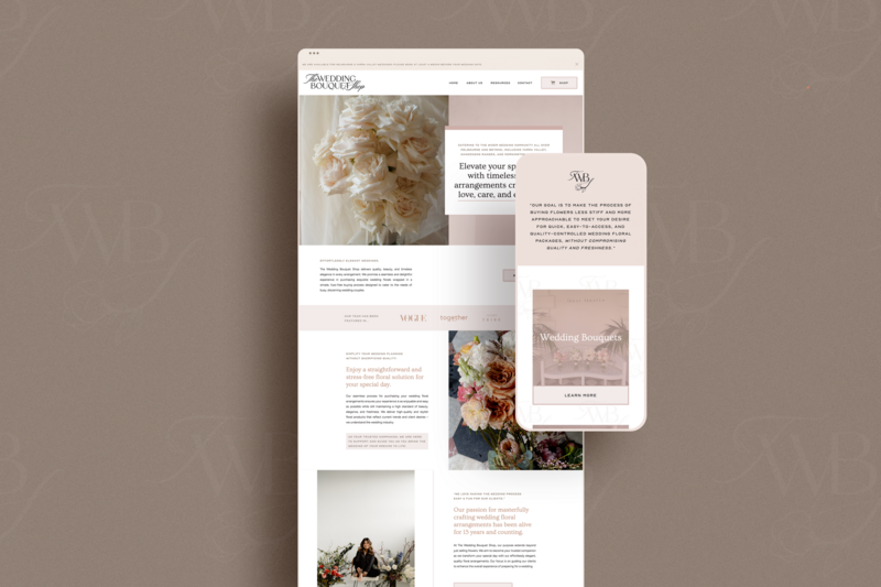 Timeless and elegant website design for florist, using subdued pink accent color, created by Knoxville web design agency Liberty Type