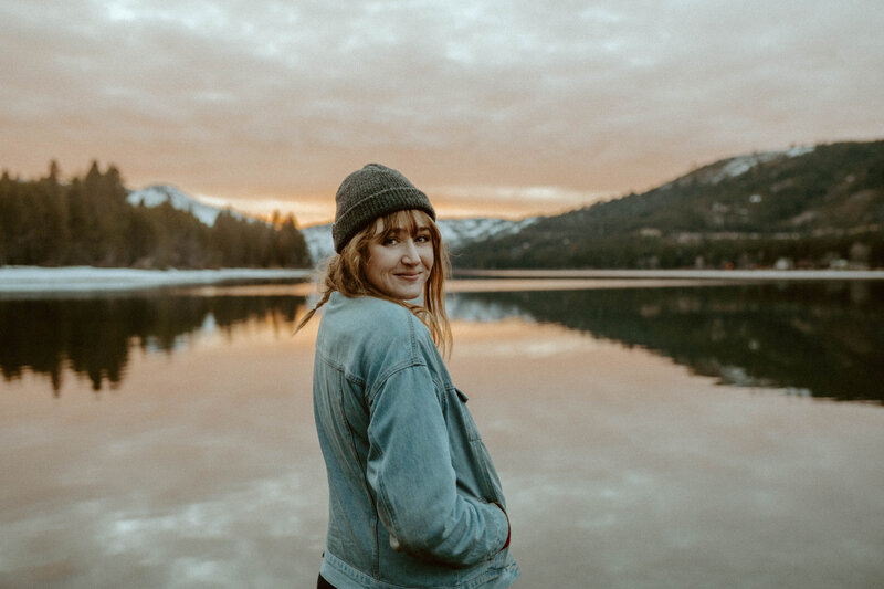 Lake Tahoe elopement photographer at Donner Lake, Truckee California at sunset