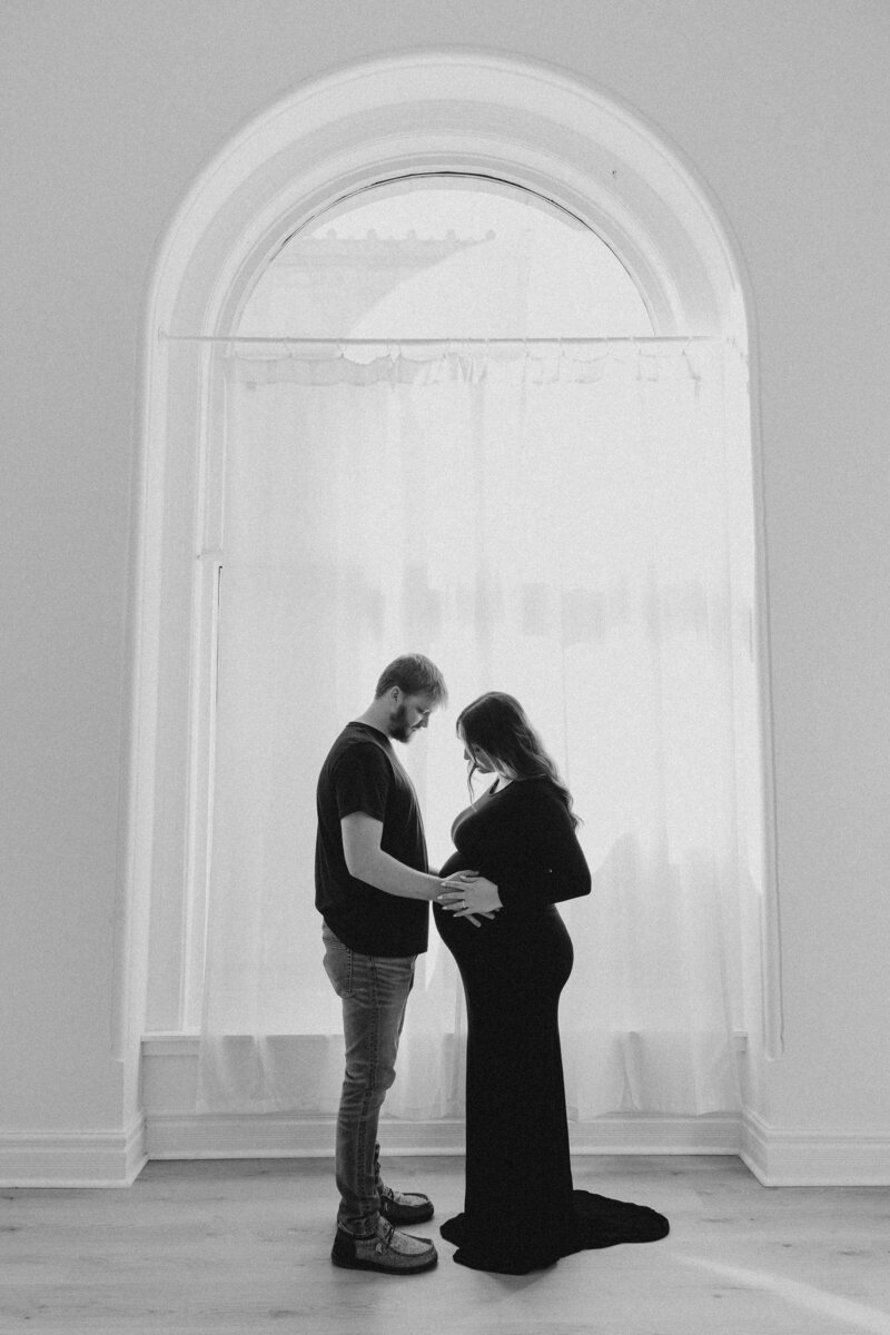 Ohio maternity photographer capturing timeless black and white portraits for growing families who want intimate, heartfelt images.