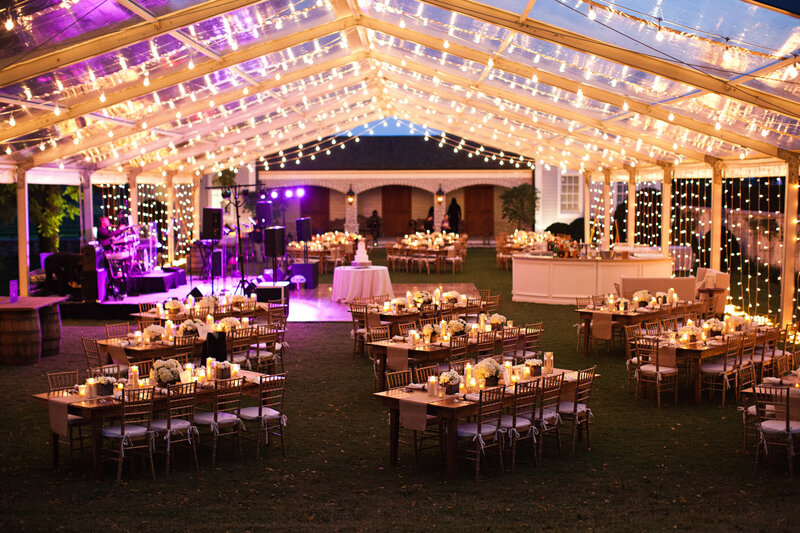 Clear top tent wedding event at provate horse farm in Lexington KY by Brazen Events