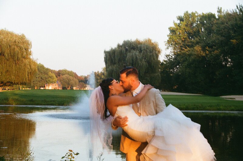 Candid moment of a bride wiping away tears during an intimate Ottawa elopement ceremony