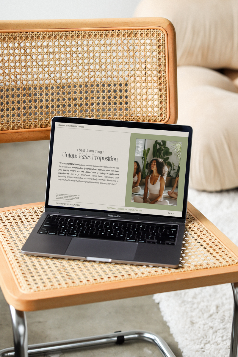 Website design mockup for Haven Wellness Studio created by Her Higher Standard Design Studio in Phoenix, blending calm aesthetics and strategic storytelling.