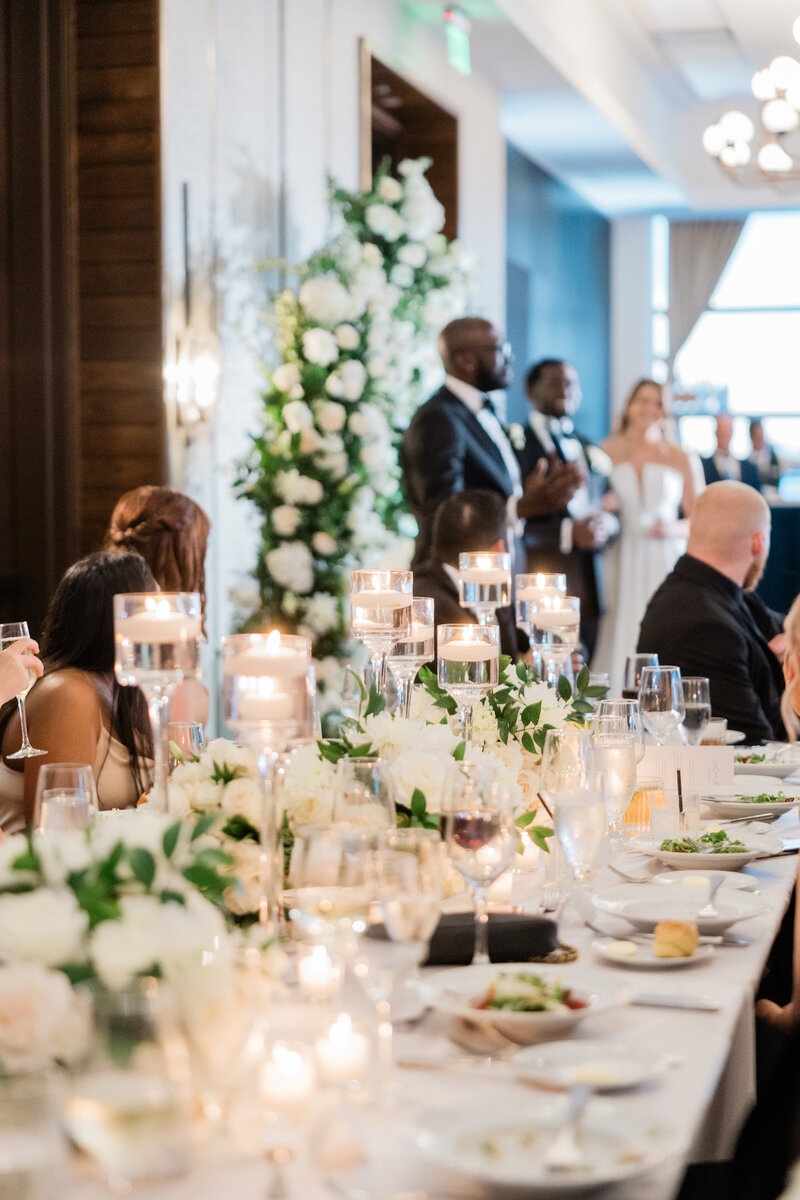 A wedding reception during ambient lighting at the Ben, West Palm Beach. 