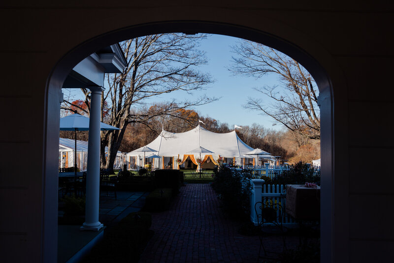 A sail cloth wedding tent at Smith Farm Gardens In Connecticut.