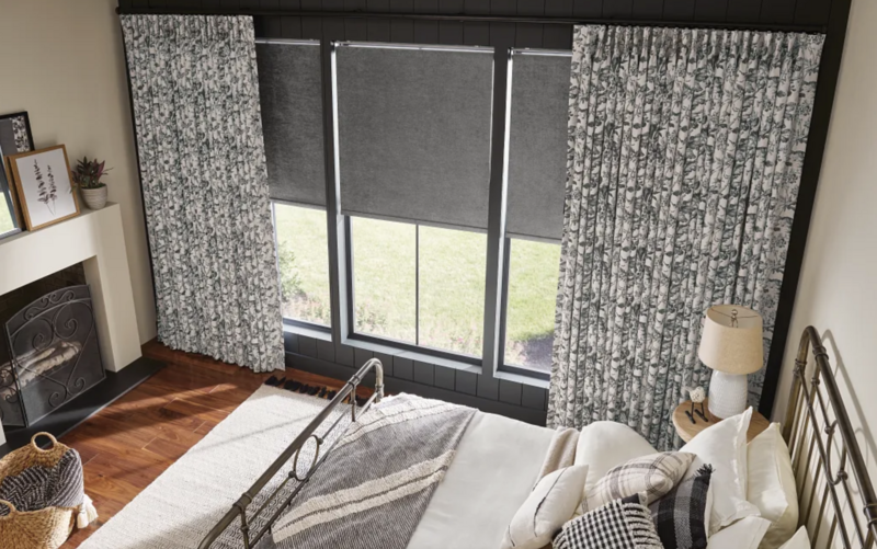 Grey indoor drapes
