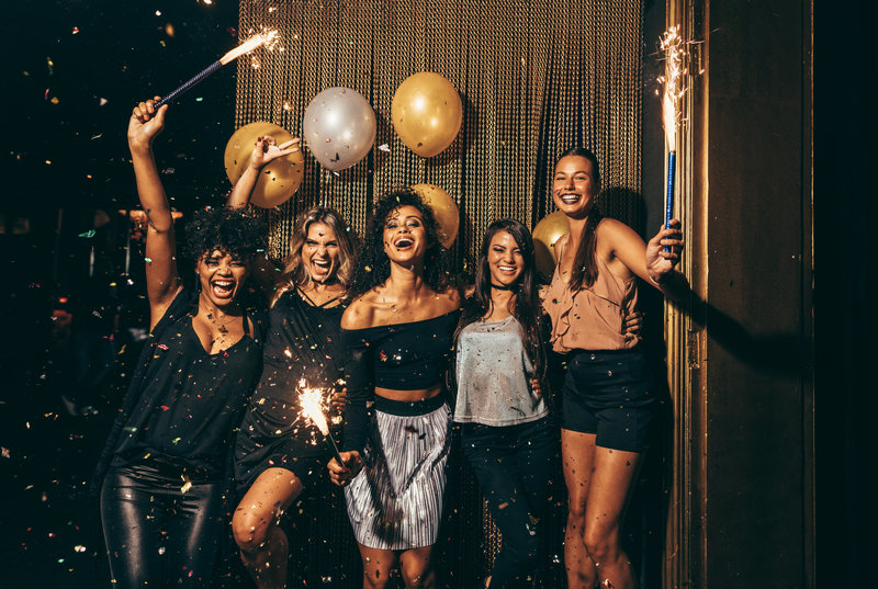 a group of women partying in a sacramento photo booth party