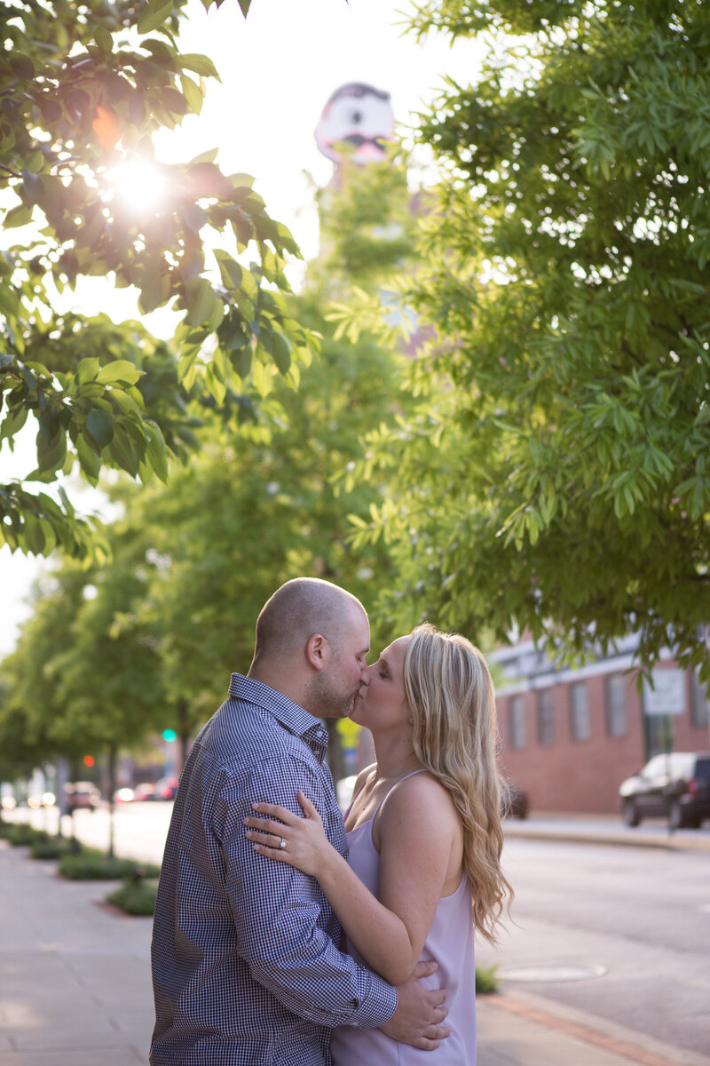 Canton Baltimore engagement photo with Natty Boh sign by Maryland photographer, Christa Rae Photography
