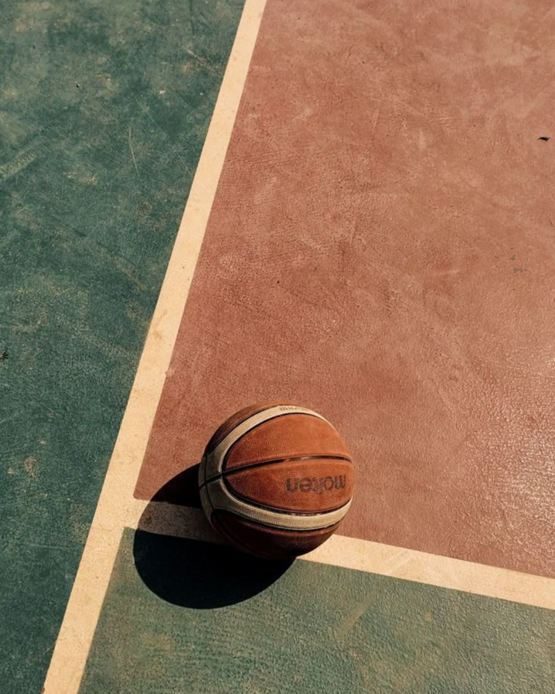 A basketball ready for a player to start their routine