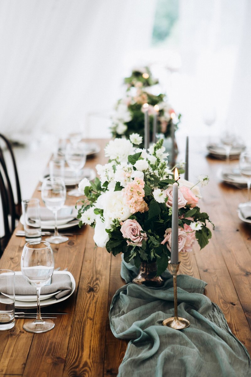 Modern organic dusty blue and blush wedding