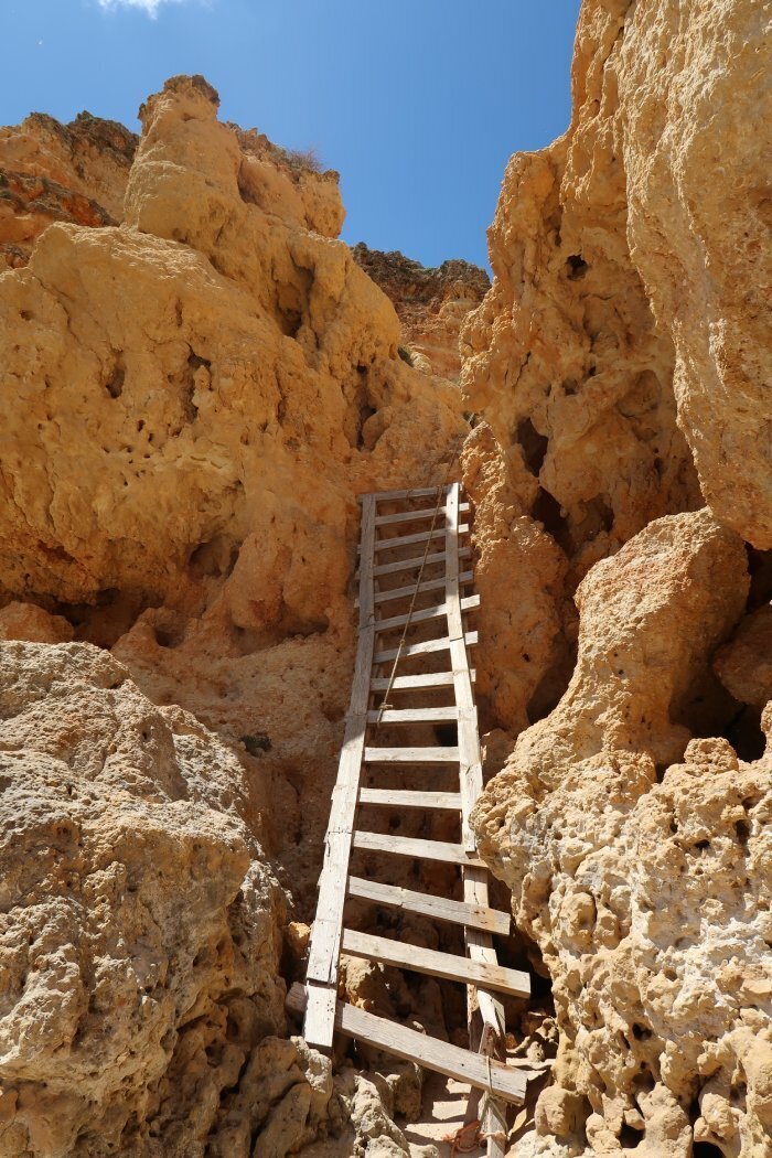 Stairs at a hidden beach in the algarve
