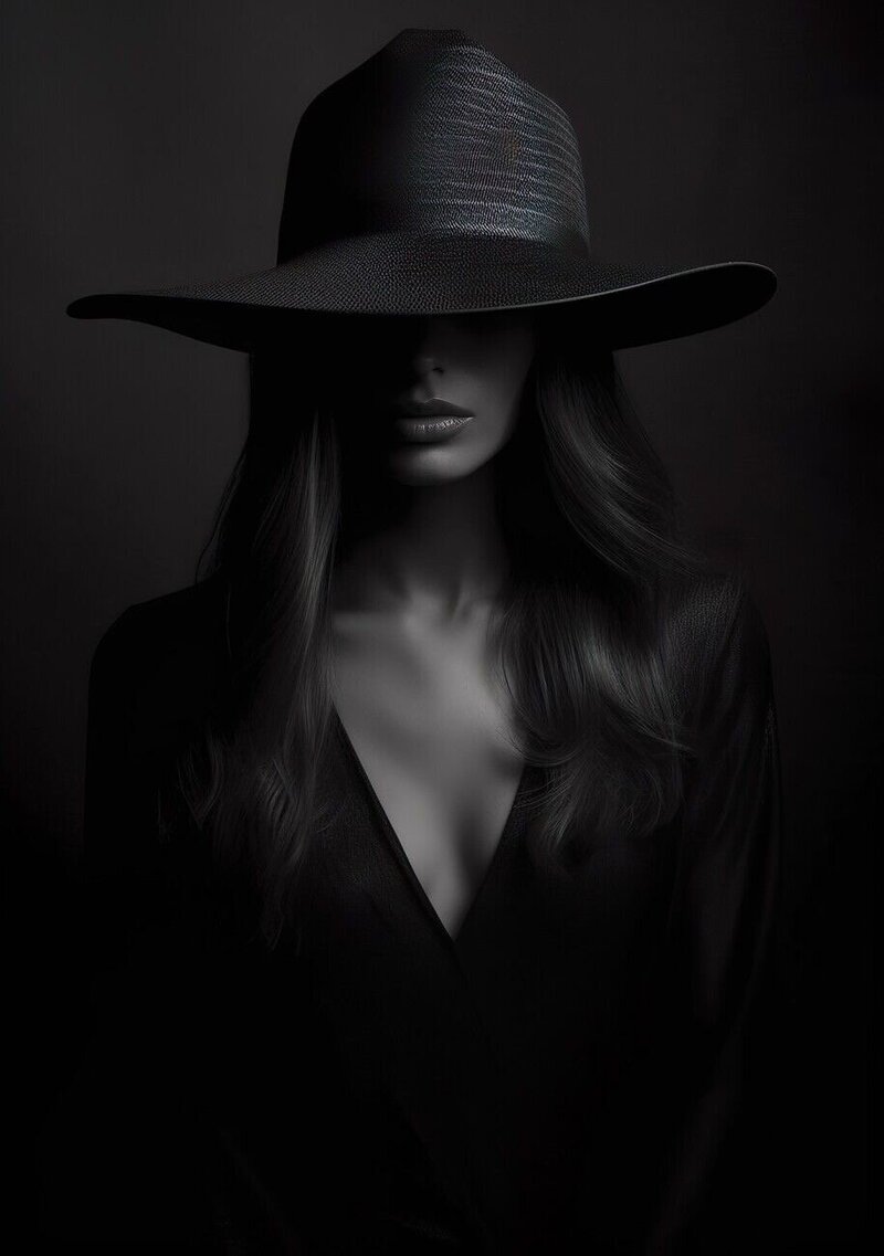 Powerful feminine presence without eye contact—embodying the confident, no-BS clarity behind Clair’s dating tools.