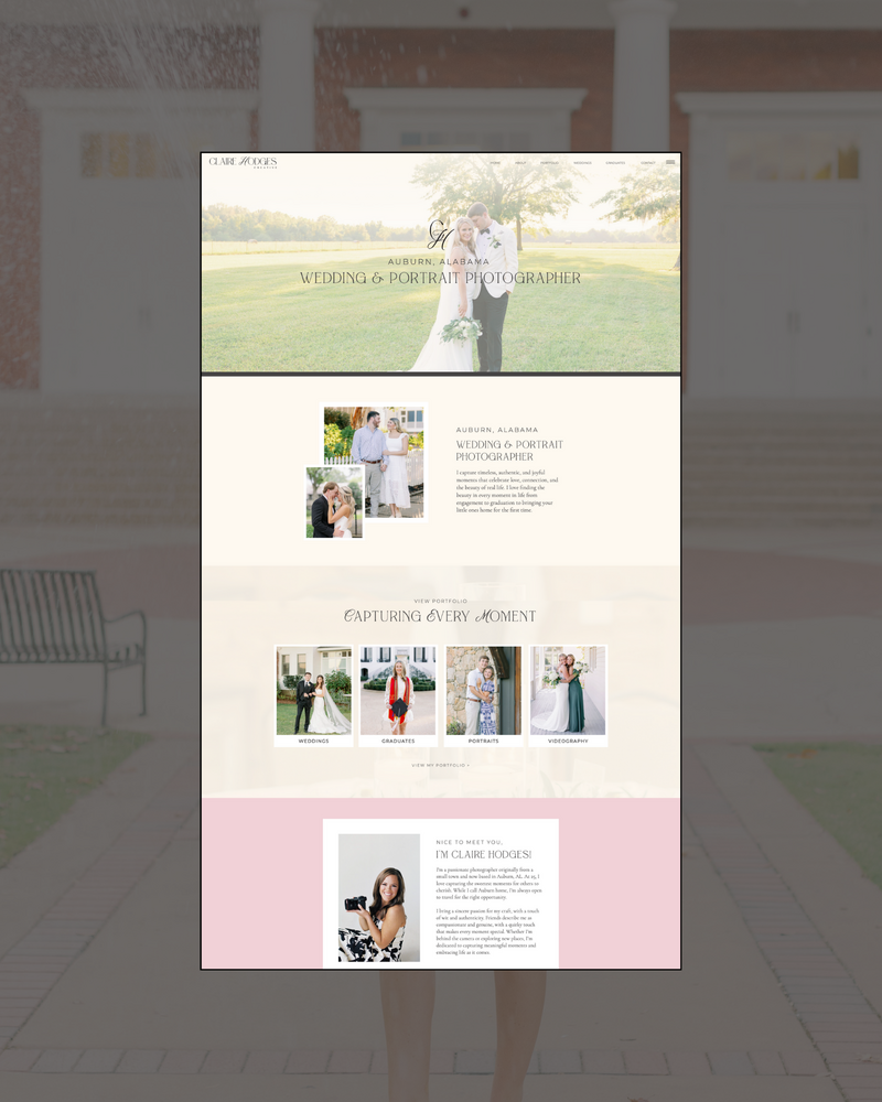 Website Mockup for Claire Hodges Creative on Charcoal Background