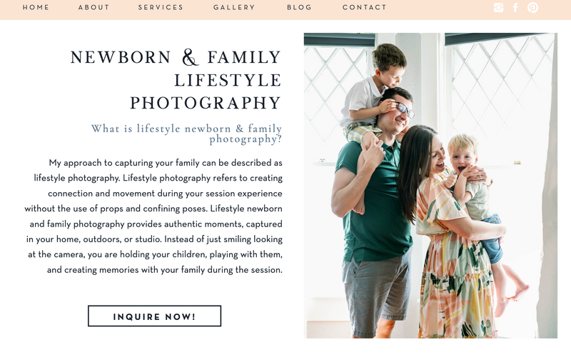 Screenshot of Allison Krogness Photography's website