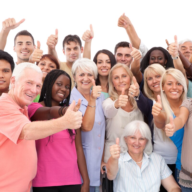 group of people thumbs up
