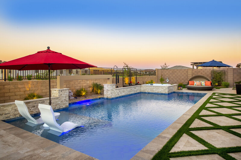 modern susnet custom pool backyard design