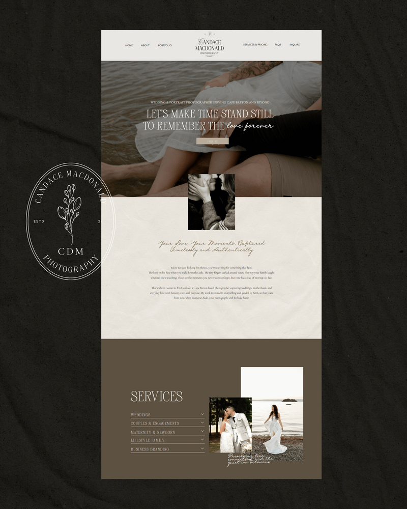 Photographers website on i pad